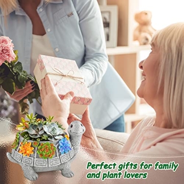 LESES Cute Turtle Planter for Indoor Plants with Drainage