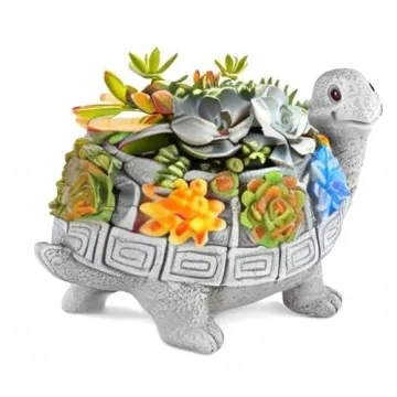 LESES Cute Turtle Planter for Indoor Plants with Drainage