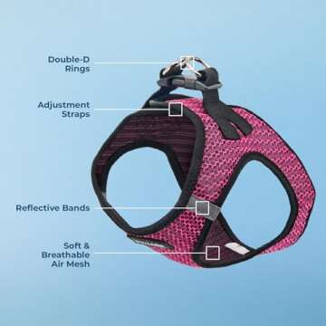 Best Pet Supplies - All Weather Mesh, Reflective, No Pull Harness for Small, Medium Dogs, Cats - Secure with Hook & Loop Fastener, Buckle, Double D-Rings - Fuchsia 2-Tone, S
