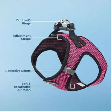 Best Pet Supplies - All Weather Mesh, Reflective, No Pull Harness for Small, Medium Dogs, Cats - Secure with Hook & Loop Fastener, Buckle, Double D-Rings - Fuchsia 2-Tone, S