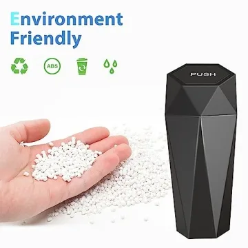 SINSEN Car Trash Can with Lid - Stylish Mini Trash Bin