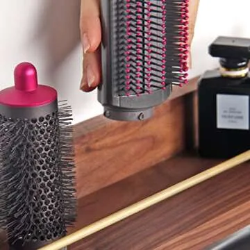 Wall Mounted Holder Compatible with Dyson Airwrap Hair Curling Wand Brush Barrel Bathroom Shelf Tray Wood Stand Home Bedroom Hair Salon Storage Organizer with Hook