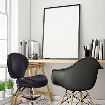 MWOSEN Height Adjustable Rolling Stools Drafting Chair with Backrest & Foot Rest,Work from Home,Studio,Dental,Office for Desk,Salon,Art Studio, Tattoo,Garage, Kitchen, Counter, (Black)