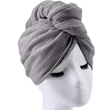 POLYTE Microfiber Hair Turban Wrap Drying Towel - 12x28 Large, 2 Dark Gray