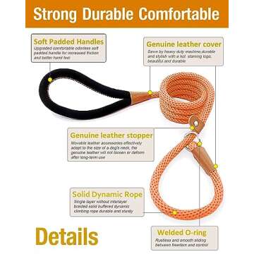 lynxking Dog Leash Slip Lead 5 6 8 FT Dog Training Leash Strong Heavy Duty Braided No Pull Training ...