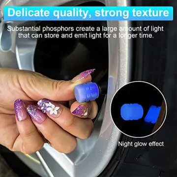 Luminous Tire Valve Stem Caps for Car, 12PCS Fluorescent Glow in The Dark Air Caps Cover, Illuminated Corrosion Resistant Tire Pressure Caps, Universal for Car, Truck, SUV, Motorcycles, Bike (Blue)