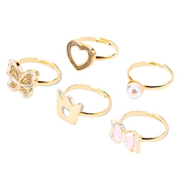 Claire's Dress Up Rings for Girls – Kids Plastic Play Adjustable Rings for Little Girls and Specia...
