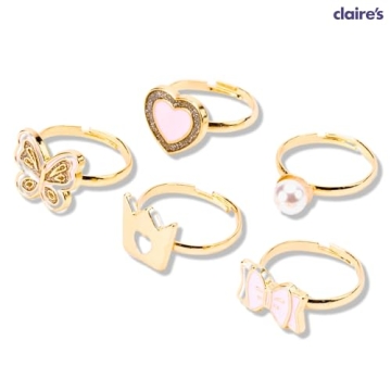 Claire's Adjustable Dress Up Rings for Young Girls - 5pk