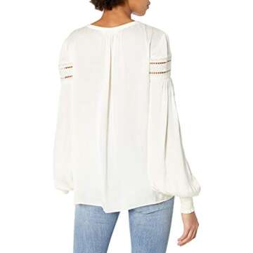 Ramy Brook Women's Maisy Long Sleeve TOP, Cream, Medium