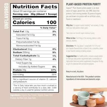 Isopure Plant-Based Protein Powder, Lactose Free, Gluten Free, With Iron, Unflavored, 20g Plant Protein Per Serving, 1.15 Lbs, 20 Servings
