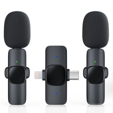 RIKGYHA 2 Pack Wireless Lavalier Microphone for iPhone/Android Phone, USB C Wireless Lav Mic, 4 Pick...