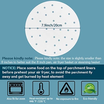 Set of 200 Air Fryer Parchment Paper for Easy Cooking