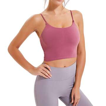 sportsnew Women Yoga Tank Tops Padded Sports Bra Workout Fitness Running Crop Top Rose Red, Medium