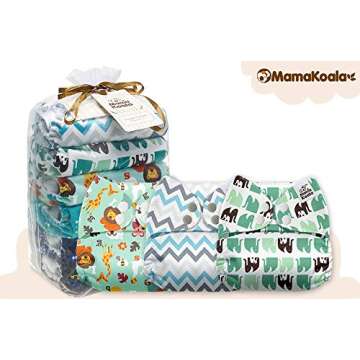 Mama Koala Neutral 1.0 Baby Cloth Pocket Diapers, Washable 6 Pack Pocket Cloth Diapers with 6 Microfiber Diaper Inserts (Jagger)