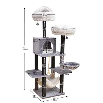 Catry Babylon Cat Tree - A Dynamic Complex Cat Tower with Cat Hammock, Scratching Post, and Playful ...