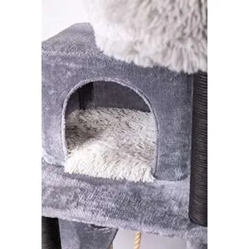 Catry Babylon Cat Tree - A Dynamic Complex Cat Tower with Cat Hammock, Scratching Post, and Playful Toys Invariably Trap Kitten to Stay Around This Easy Assembled Sturdy Cat Furniture, Classic Grey