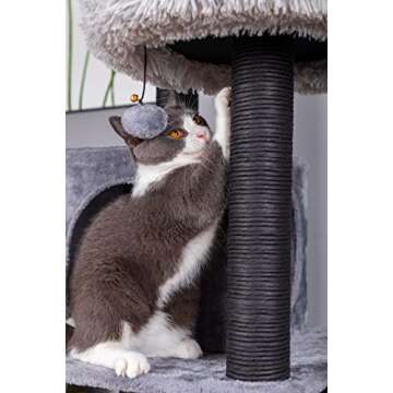 Catry Babylon Cat Tree - A Dynamic Complex Cat Tower with Cat Hammock, Scratching Post, and Playful Toys Invariably Trap Kitten to Stay Around This Easy Assembled Sturdy Cat Furniture, Classic Grey