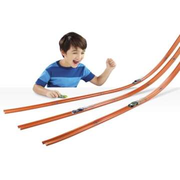 Hot Wheels Toy Car Mega Track Set Pack, 87 Component Building Parts for 40-ft of Track & 1:64 Scale ...