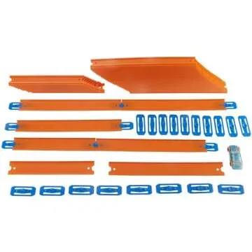 Hot Wheels Toy Car Mega Track Set Pack, 87 Component Building Parts for 40-ft of Track & 1:64 Scale Vehicle (Amazon Exclusive)