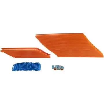 Hot Wheels Toy Car Mega Track Set Pack, 87 Component Building Parts for 40-ft of Track & 1:64 Scale Vehicle (Amazon Exclusive)