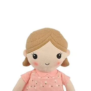 Linzy Toys, Soft Plush Light Pink Blue Emily Rag Doll for Girl, 15" My First Rag Doll, Muñecas de Trapo para Niña, Embroidered Face, Safe for All Ages (89835)