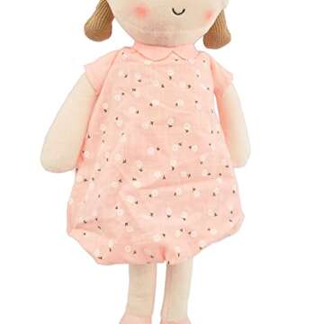 Linzy Toys, Soft Plush Light Pink Blue Emily Rag Doll for Girl, 15" My First Rag Doll, Muñecas de Trapo para Niña, Embroidered Face, Safe for All Ages (89835)