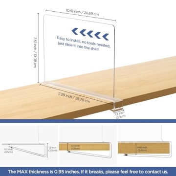 HBlife 6 Pack Clear Shelf Dividers for Organized Storage