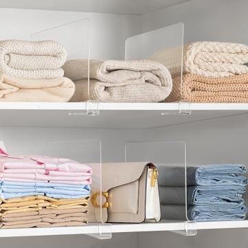 HBlife 6 Pack Clear Shelf Dividers for Organized Storage