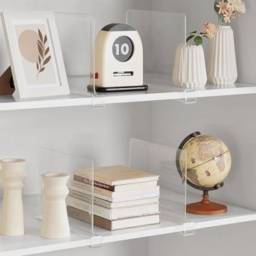 HBlife 6 Pack Clear Shelf Dividers for Organized Storage