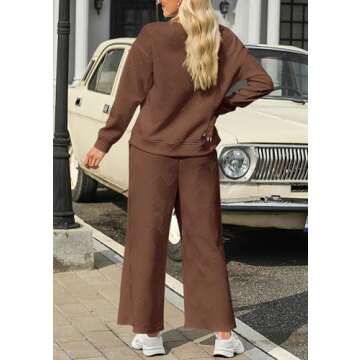 PRETTYGARDEN Women's 2 Piece Outfits Casual Long Sleeve Pullover Tops and Wide Leg Pants Knitted Lou...