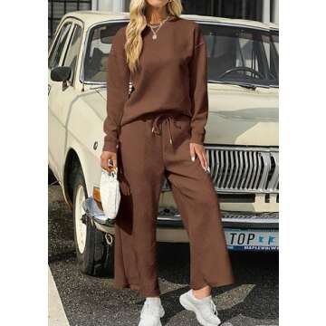 PRETTYGARDEN Women's 2 Piece Knitted Lounge Set Comfort Style