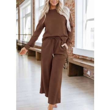 PRETTYGARDEN Women's 2 Piece Knitted Lounge Set Comfort Style