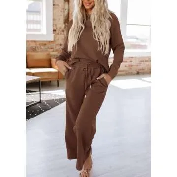 PRETTYGARDEN Women's 2 Piece Knitted Lounge Set Comfort Style