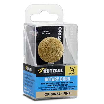 Kutzall Original Sphere Rotary Burr, 1⁄4" Shaft, Fine - Woodworking Attachment for Bosch, DeWalt, ...