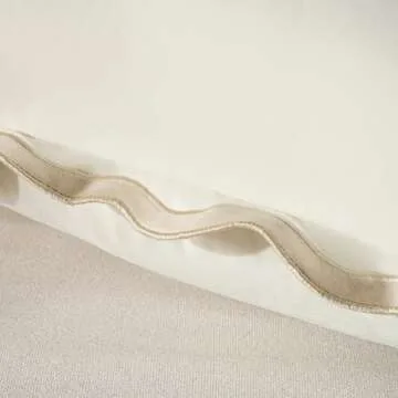 Fancy Homi Set of 2 Boho Cream Decorative Throw Pillow Covers 18x18 Inch with Scallop Edging for Couch Bed Indoors, Aesthetic Neutral Home Decor, Soft Velvet Accent Beige Pillow Case 45x45 cm