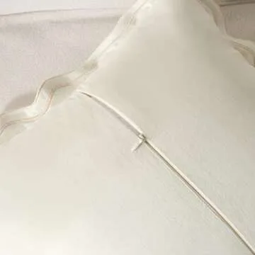 Fancy Homi Set of 2 Boho Cream Decorative Throw Pillow Covers 18x18 Inch with Scallop Edging for Couch Bed Indoors, Aesthetic Neutral Home Decor, Soft Velvet Accent Beige Pillow Case 45x45 cm