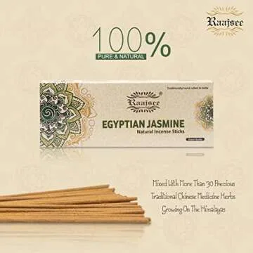 Raajsee Jasmine Flower Natural Incense Sticks 100 Gm Pack-100% Pure Organic Natural Hand Rolled Free from Chemicals-Perfect for Church,Aroma Therapy,Relaxation,Meditation,Positivity,Healing 100gm Pack