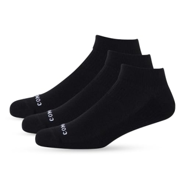 Comrad 3-Pack Nylon Ankle Compression Socks with Targeted Arch Compression (Black, Small) - Sweat-Wi...