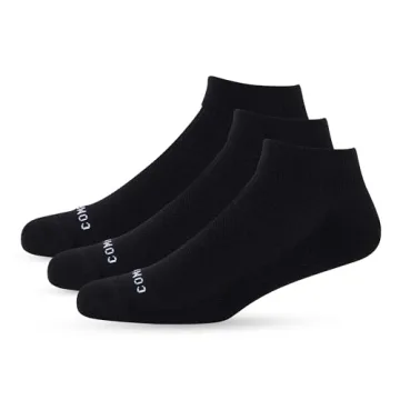 Comrad 3-Pack Nylon Ankle Compression Socks with Targeted Arch Compression (Black, Small) - Sweat-Wi...