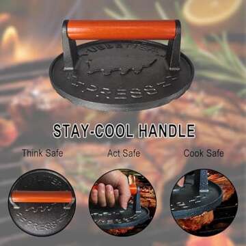 UBBETTER 7 Inch Cast Iron Bacon Press for Perfect Grilling