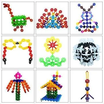 Skoolzy Creative Brain Building Toy Create o Flakes - 500 Snowflake Connecting Construction Kit for Kids - STEM Manipulative Set with Traveling Storage Backpack