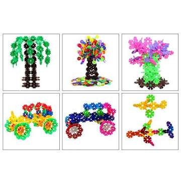 Skoolzy Creative Brain Building Toy Create o Flakes - 500 Snowflake Connecting Construction Kit for Kids - STEM Manipulative Set with Traveling Storage Backpack