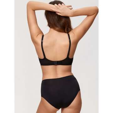 DOBREVA Women's Balconette Lace Bra See Through Demi Sheer Mesh Plus Size Underwire Black 34B