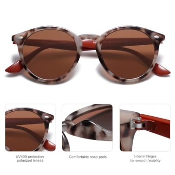 SOJOS Retro Round Polarized Sunglasses for All Style