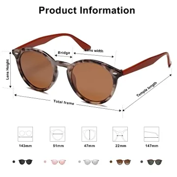 SOJOS Retro Round Polarized Sunglasses for All Style