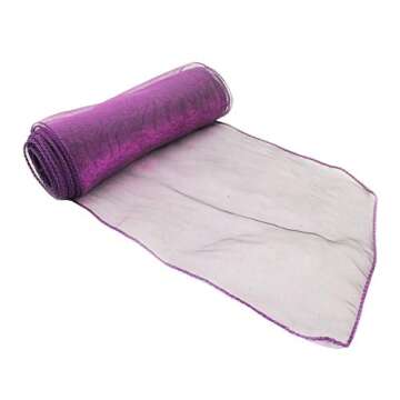 WENSINL Pack of 25 Organza Chair Sashes for Wedding Decor 7x108 inches Crystal Yarn Purple Chairs Bows for Party Supply Banquet Hotel Restaurant Decorative Chiffon Chair Knots Ties (25 Pieces, Purple)