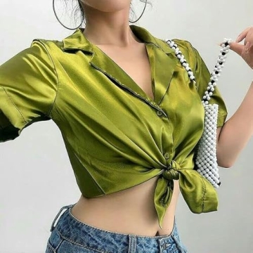 Chigant Women's Satin Silk Button Down Blouse - Elegant Style