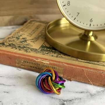 Möbii Fidget Ball (MultiColor): Quiet Mobius ADHD Anxiety Stim Stress Relief Toy Tool for Home Travel Office or Desk (Small, Full, Rainbow)