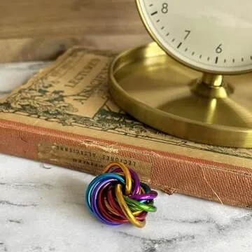 Möbii Fidget Ball (MultiColor): Quiet Mobius ADHD Anxiety Stim Stress Relief Toy Tool for Home Travel Office or Desk (Small, Full, Rainbow)