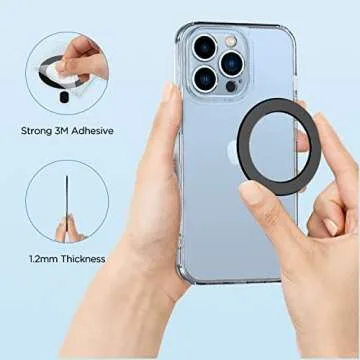 OUTXE Magnetic Adapter Ring 2-Pack, Universal Magnet Sticker Compatible with Magsafe Accessories & Wireless Charging for iPhone 16/15/14/13/12 Mini Plus Pro Max Black